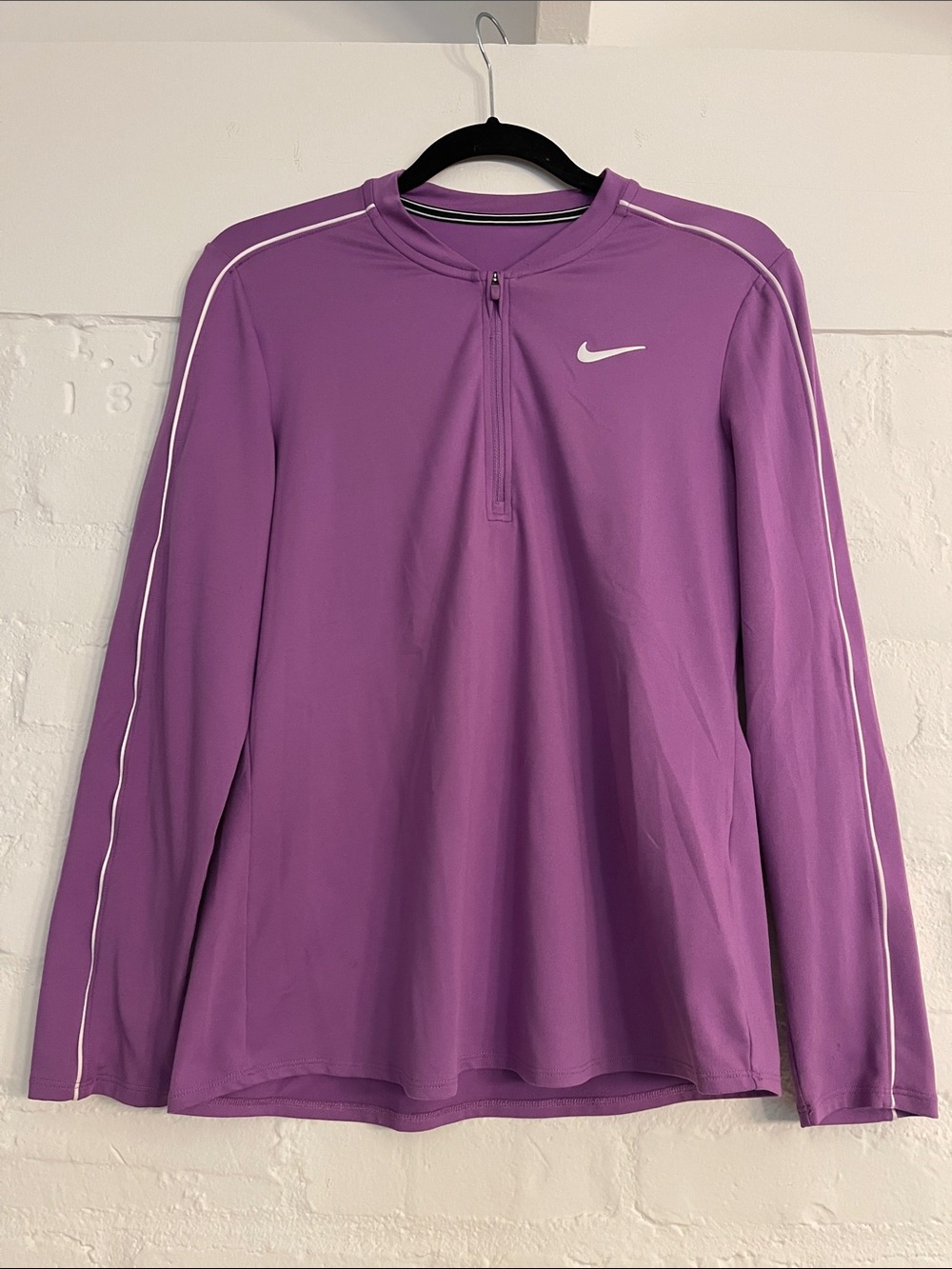 Nike Purple Long Sleeve Quarter-Zip Pullover with White Piping